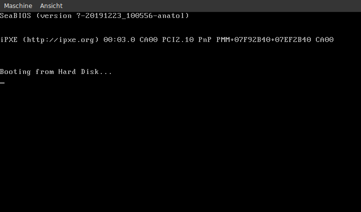 Qemu screenshot of simple boot sector